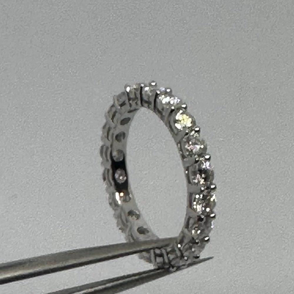 Moissanite Diamond Ring Eternity Wedding Band Anniversary Brilliant 2 Ct Size 7 - Picture 11 of 12